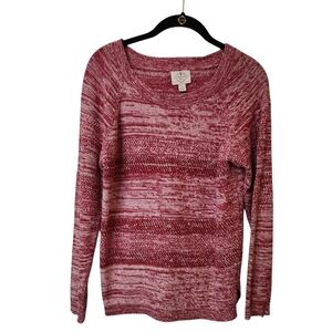 St. John's Bay Women's Red/White Long Sleeve Knit Pullover Sweater Size L